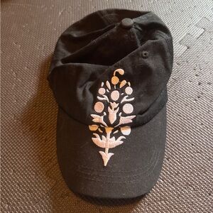 Black Cap with Pink Embroidery